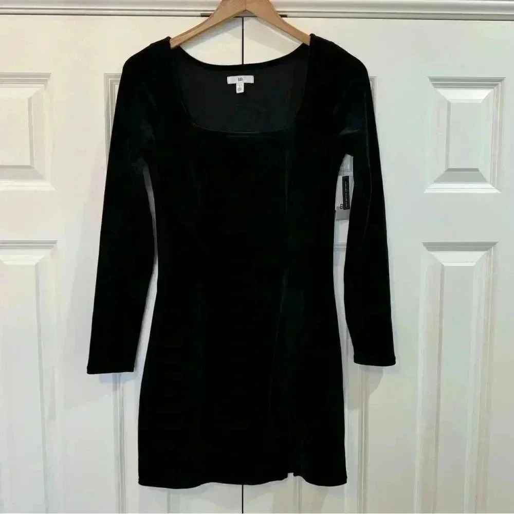 BP. Long Sleeve Stretch Velvet Minidress, Black, Size S, Party Dress NWT
